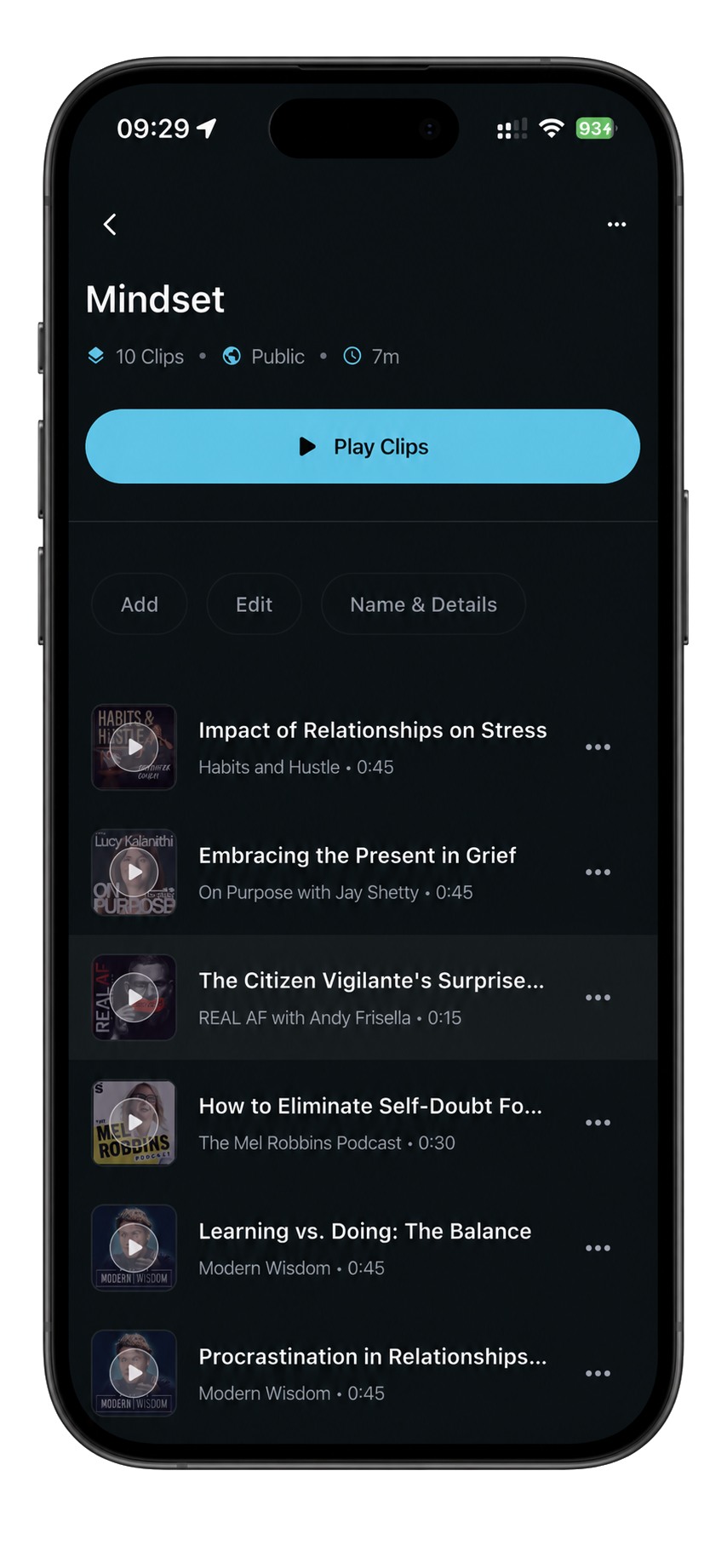 Organise saved podcast insights into ClipCast collections